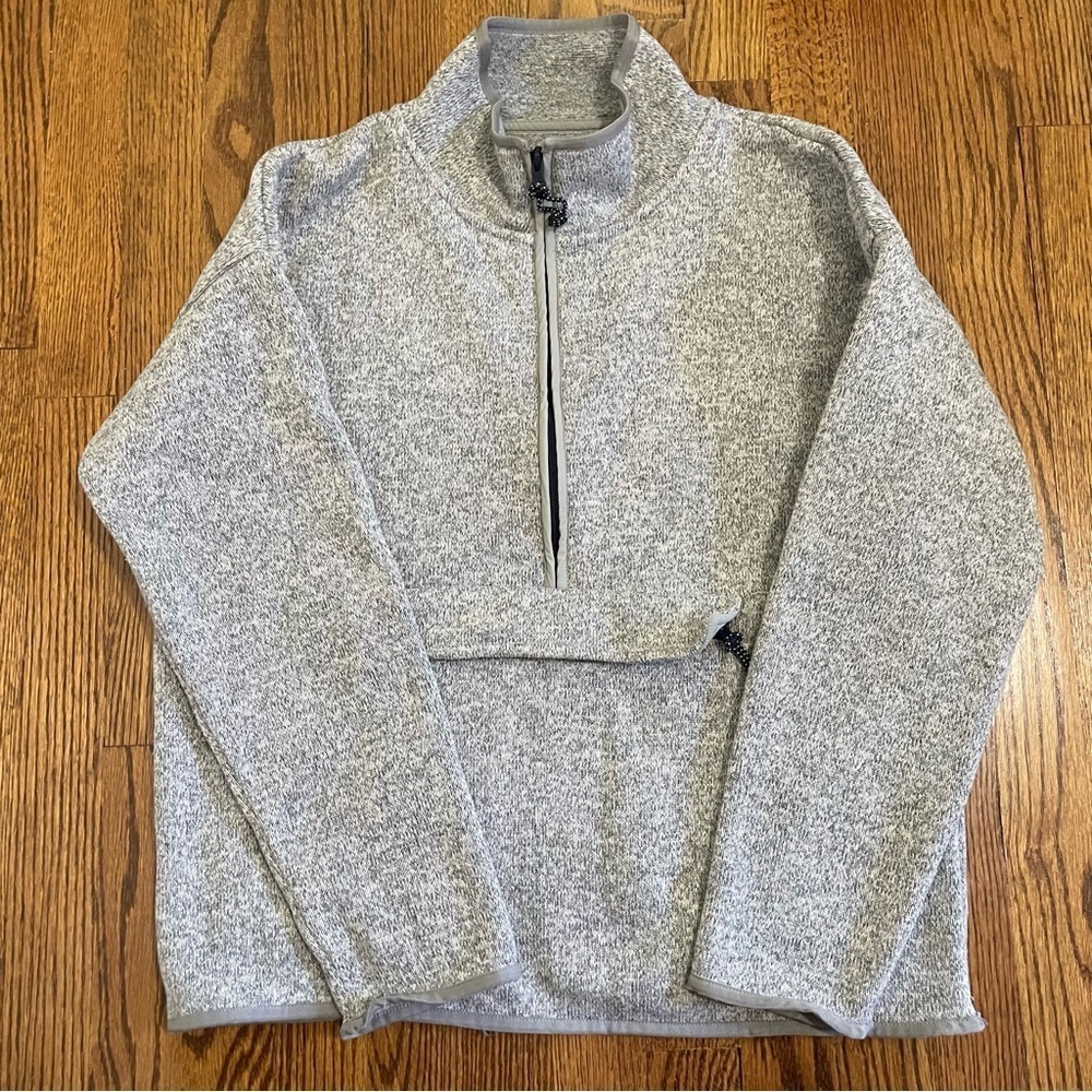 J.Crew Vintage Gray Fleece 1/4 Zip Pullover Front Pocket Size XS